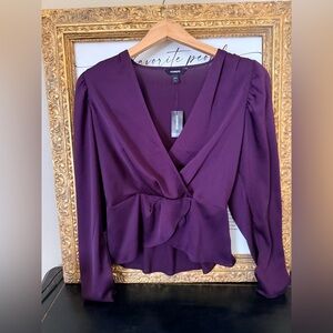 Express Plum Wrap Blouse